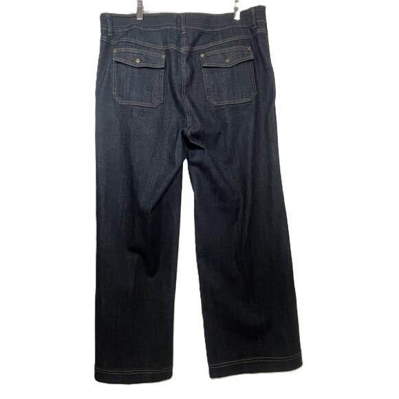 Jones New York Trouser Jeans Size 16 Dark Wash Wide Leg Stretch Denim Classic - Picture 2 of 16